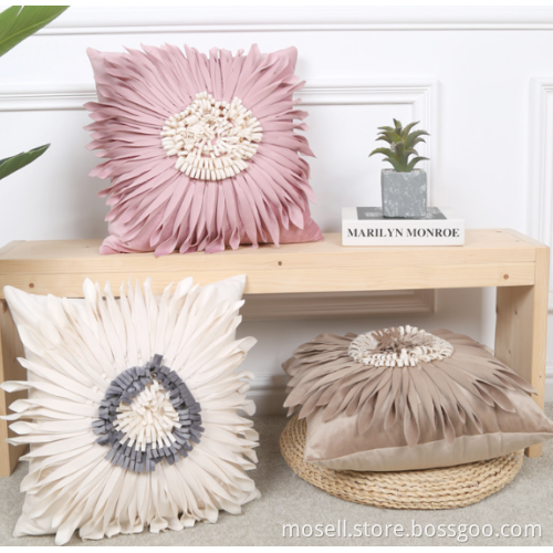 MOSELL! Fashion Design 3D Flower Hand-Made Polyester Cushion